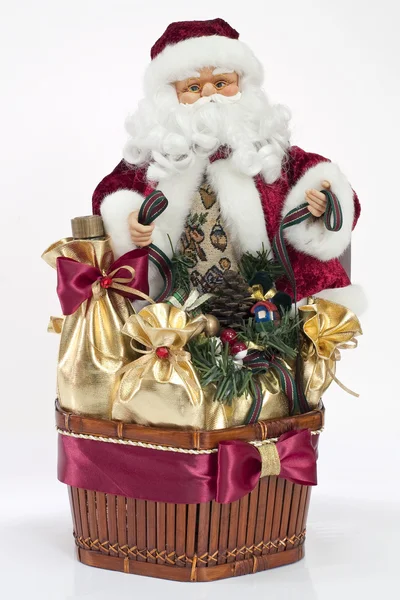 Xmas gift with Santa isolated — Stock Photo, Image