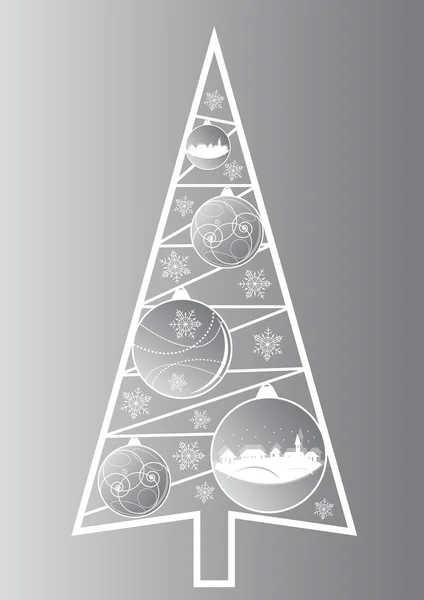 圣诞节树与地球仪上银 backgrou — 图库照片