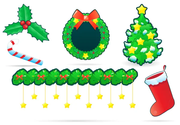 设置的圣诞装饰 — 图库矢量图片