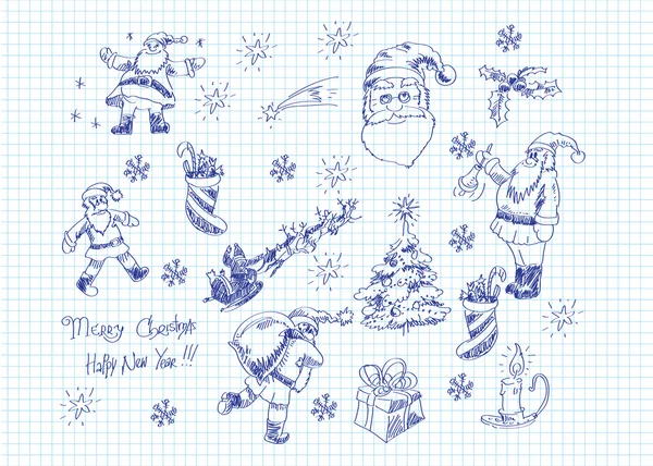 Ensemble vectoriel dessiné à la main de griffes de Noël — Image vectorielle