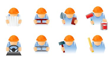 Set of 8 builders icon for web clipart