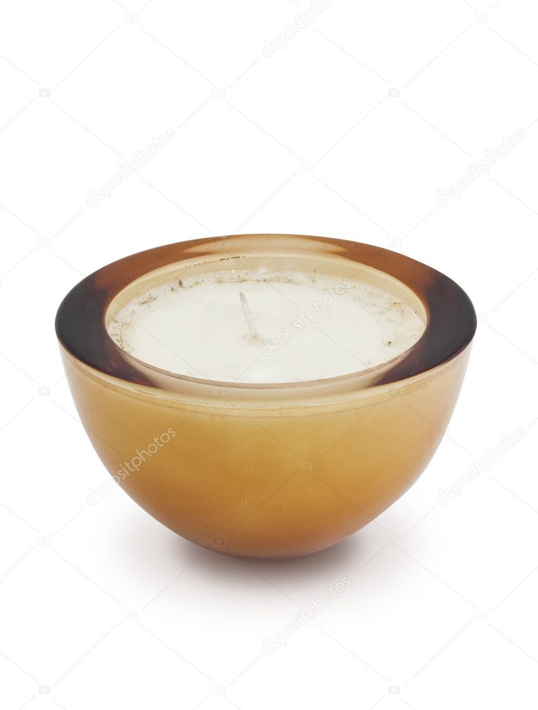 Unburnt candle on white background