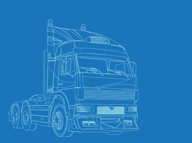 Blue print of super truck clipart