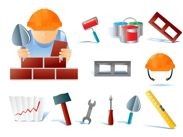 Set of builders tools #02 — Stock Vector