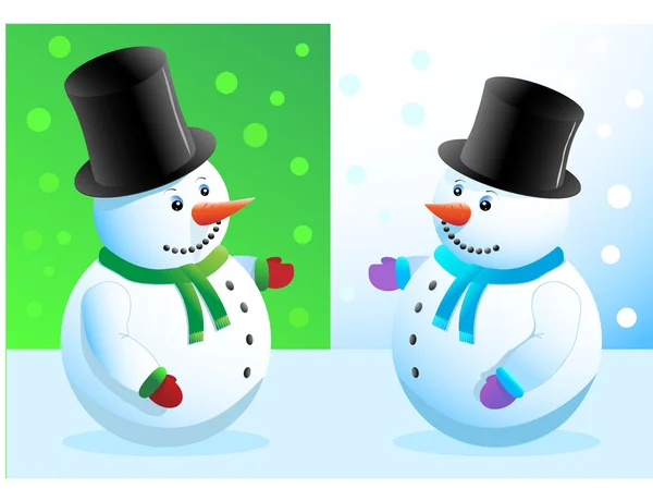 Couple of snowmen — Stock Vector