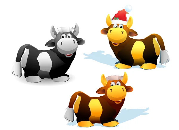 Set di tori e mucche, uno di loro in sa — Vettoriale Stock