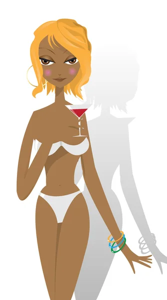 stock vector Sexy young blonde in bikini