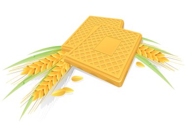 Tasty biscuits with ears of wheat and gr clipart