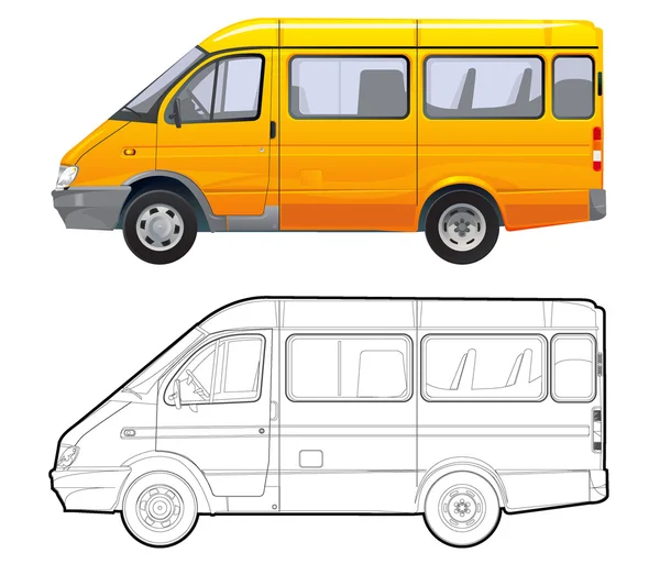 Minibús de pasajeros vectorial detallado — Vector de stock