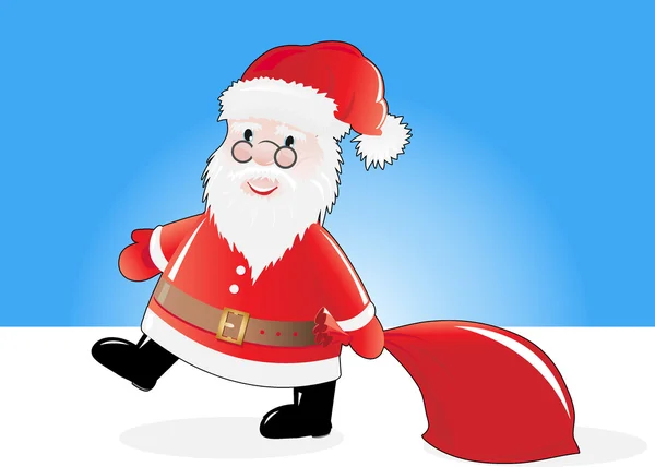 Funny Santa with gift bag — Stock Vector