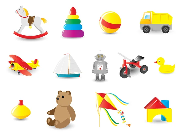 Ícones coloridos de brinquedos — Vetor de Stock