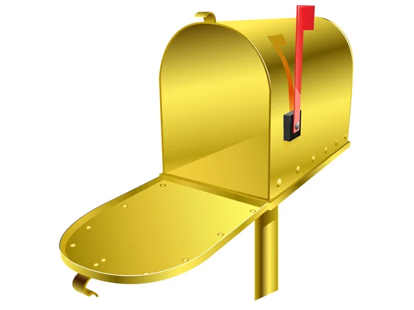Empty golden mail box — Stock Vector