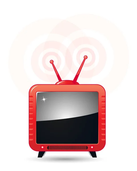 Γελοιογραφία κόκκινο εικονίδιο τηλεόραση — Διανυσματικό Αρχείο