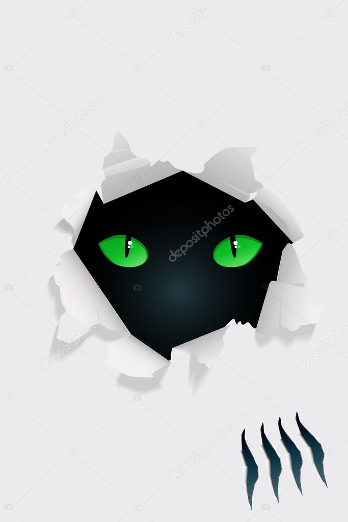 Beast eyes through torn paper hole