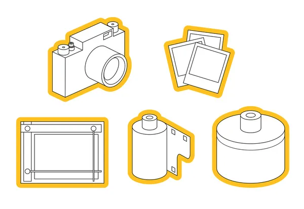 Icono conjunto de equipos de fotos — Vector de stock