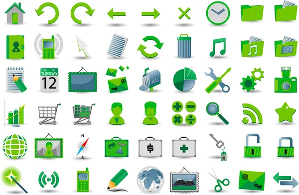 Set van 54 groene web-pictogram — Stockvector