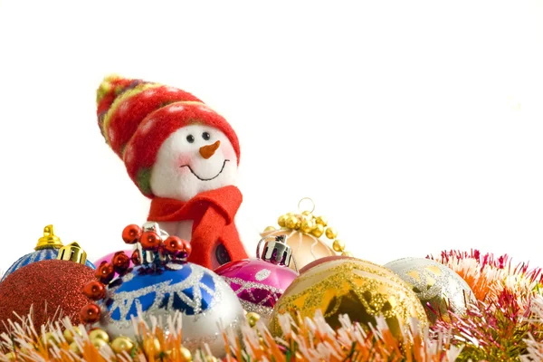 クリスマス - おかしいホワイト雪だるま — ストック写真
