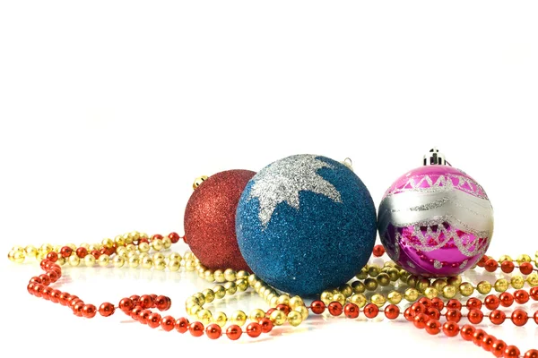 Christmas - red, blue and pink balls — Stock Photo, Image