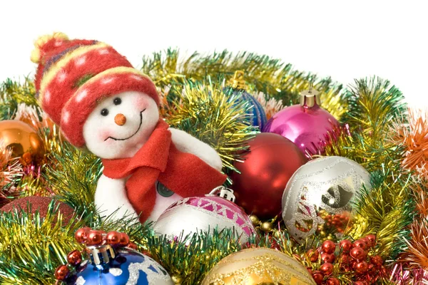 Vánoční pozdrav - krásnou sněhulák — Stock fotografie