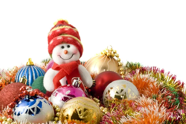 Christmas greeting - Funny white snowman — Stock Photo, Image