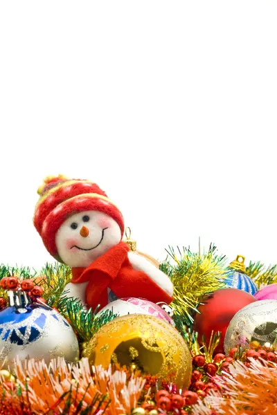 Weihnachtsgruß - weißer Schneemann — Stockfoto