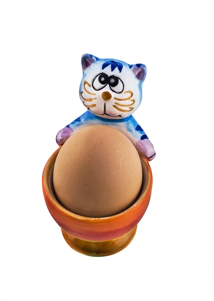 Copo de ovo divertido com gato — Fotografia de Stock