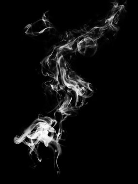 White abstract smoke curves on black