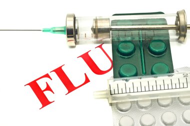 Swine FLU H1N1 - pills and syringe clipart