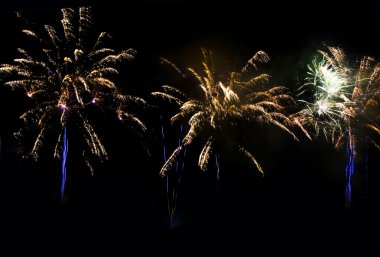 Fireworks at night in the black sky clipart