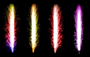 Colorful Fireworks collage over black clipart