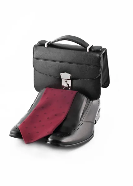 Corbata, pochette y zapatos de cuero — Foto de Stock