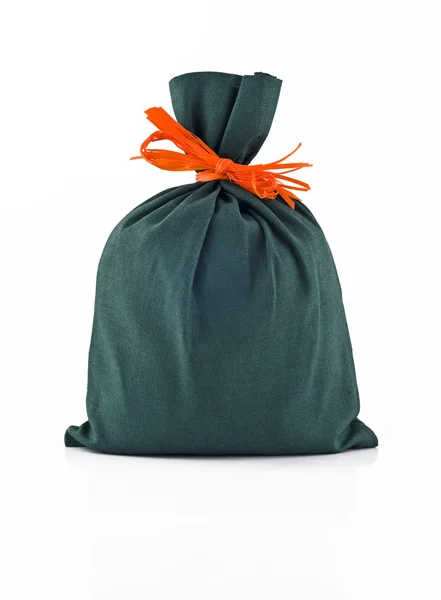 Small green sack for gift or present — Stock Photo, Image