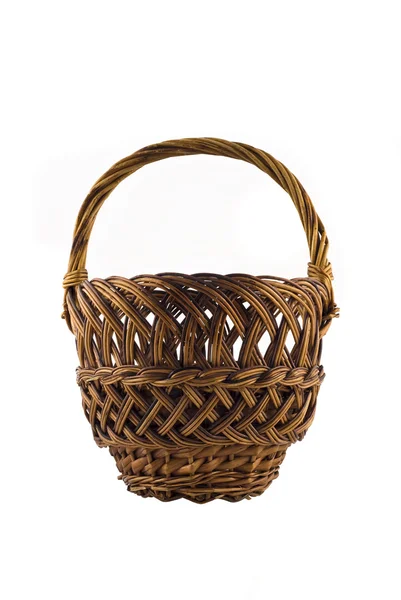 Small woven basket for food isolated over white — Stock Photo, Image