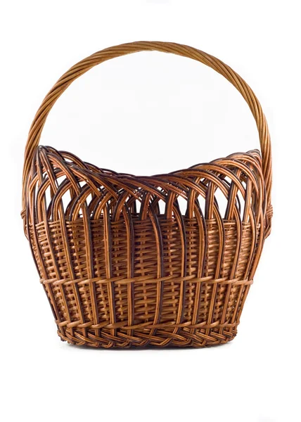 Big Wicker woven basket over white — Stock Photo, Image