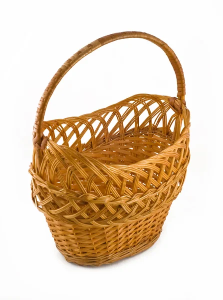 Wicker woven basket over white — Stock Photo, Image