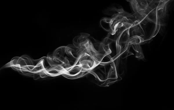 Branco Abstrato fumaça forma sobre preto — Fotografia de Stock