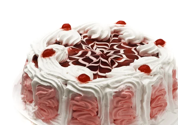 Tasty iced cake with cherries — Stock Photo, Image