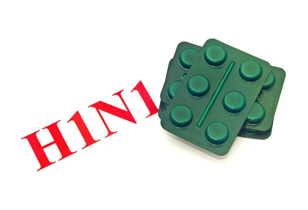 Świńskiej grypy h1n1 - zbliżenie zielony pigułki — Zdjęcie stockowe