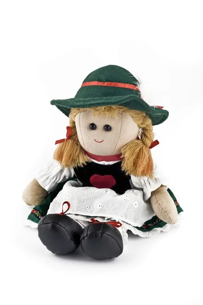 Тряпічная лялька в Національний костюм австрійський — стокове фото