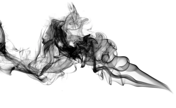Bladerdeeg van zwarte abstracte rook over Wit — Stockfoto