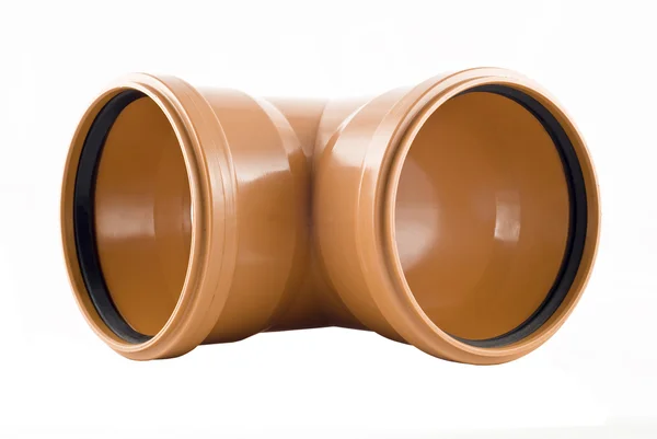 Tubo de esgoto em forma de T plástico isolado — Fotografia de Stock