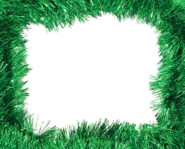 Green tinsel frame — Stock Photo, Image