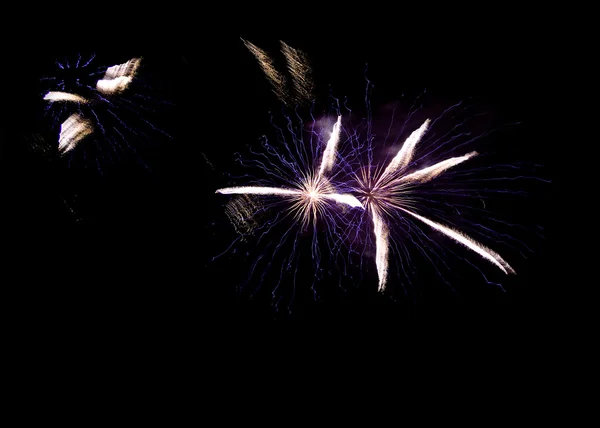 Fogos de artifício no céu à noite — Fotografia de Stock