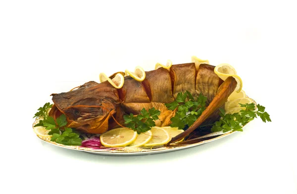 Cena - pez espada hinchado de agua dulce con lemo — Foto de Stock