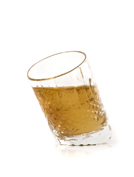 Crystal jigger with cognac — Stock Photo, Image