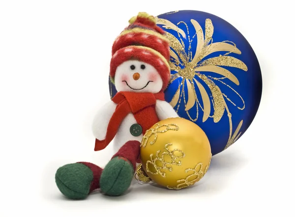 Christmas speelgoed met twee kleurrijke ballen — Stockfoto