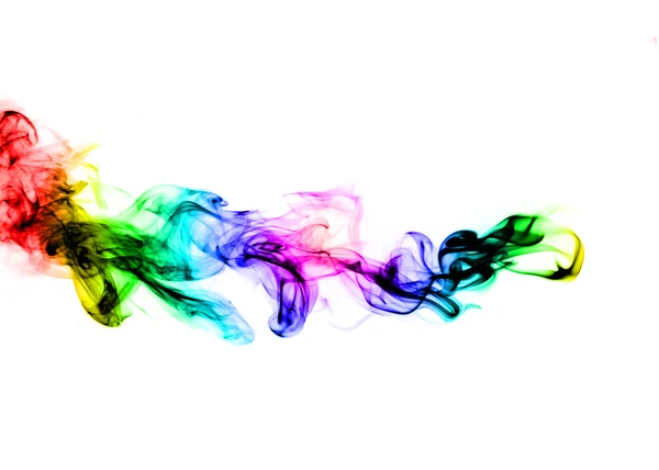 Farbenfroher Rauch abstrakte Form über Weiß — Stockfoto