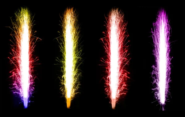 Farbenfrohe Feuerwerk-Collage über Schwarz — Stockfoto
