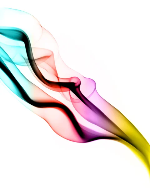 Ondes de fumée abstraites colorées sur blanc — Photo