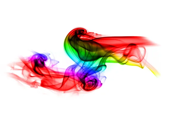 Красочные абстрактные изгибы дыма над белым — стоковое фото